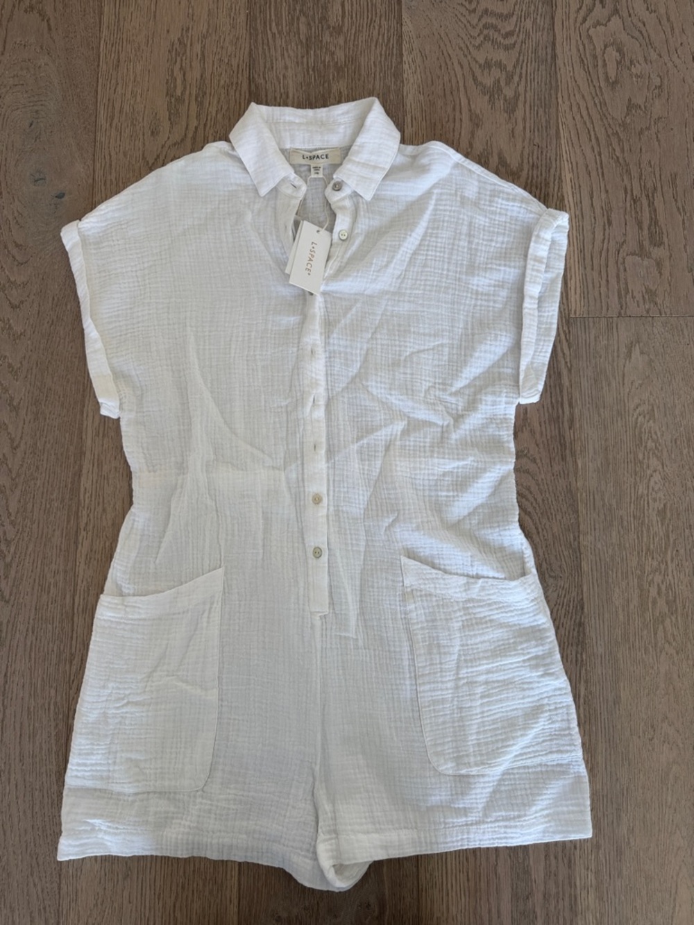 l*space White Gauze Short Sleeve Romper